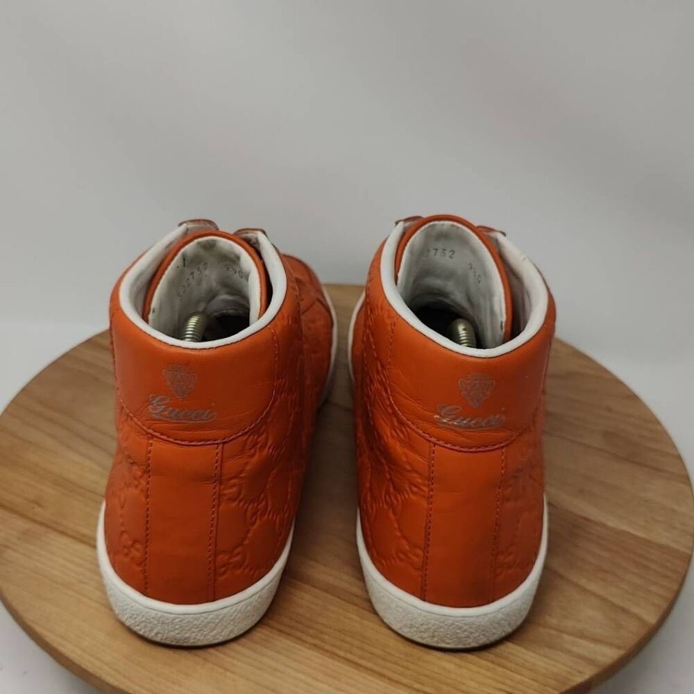 Gucci Orange Embossed High-Top Sneakers - Picture 5 of 12